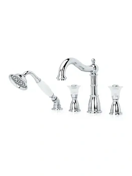 Смеситель Boheme Camelia на борт ванны, с душевым гарнитуром, двухзахватный, хром 396-Camelia