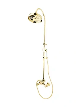 Душевая система CEZARES -CD-03/24-Bi смеситель, верхний, ручной душ, стойка, золото/ручки белые