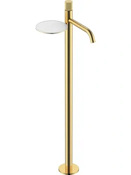 Смеситель Boheme 120-GG.3 для раковины, напольный, однозахватный, ручка linea, золото