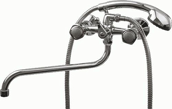 Смеситель Ledeme Н09 настенный, для ванны и душа,с душевой лейкой, поворотный излив, хром L2109