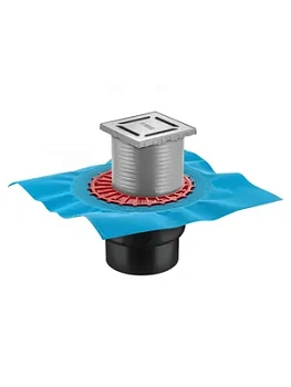 Трап душевой BERGES Norma 100х100, матовый хром, верт. выпуск слив D50/70/100, 090462