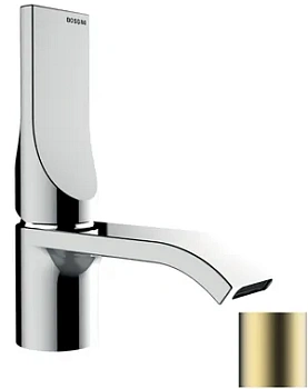 Смеситель для раковины Bossini E89600043 однозахватный, низкий излив, донный клап. сат. золото