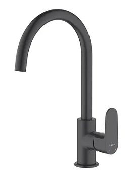 Смеситель для кухни Aquatek AQ1282MB однозахватный, поворотный излив 245мм, черный матовый