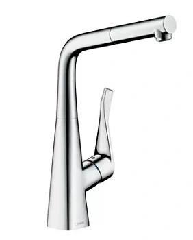 Смеситель Hansgrohe для кухни 320мм вытяжной излив 1 тип струи хром 14821000