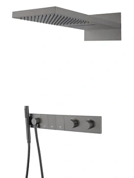 Душевая система Boheme 133-GM встраиваемая, термостат, верх./ручной душ, графит