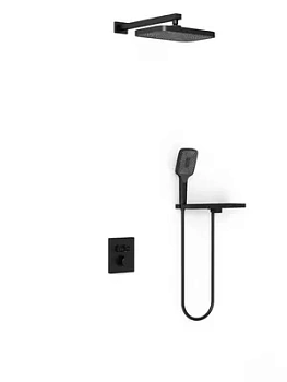 Душевая система Vincea термостатическая, с полкой, верхний и ручной душ, черный VSFW-321MT1RMB