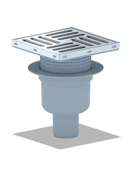 Трап душевой АНИ Пласт 15х15 решетка нерж.сталь, вертикальный выпуск 50мм, гидрозатвор TA5712