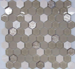 Hexagon Beige Glass 29.5X30.5