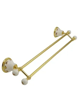 Migliore Полотенцедержатель двойной 60 см керамика с декором, золото ML.PRO-60.523.DO