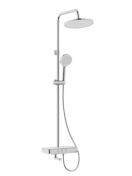 Смеситель Iddis для ванны SHESBBTi06 с верхним душем и полкой, никель-хром, упр.нажимное