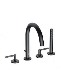 Смеситель KLUDI Puristic на борт ванны, на 4 отв., с душ. гарнитуром, черный 204253915