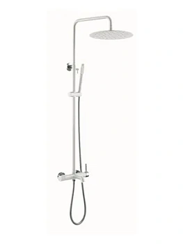 Душевая система Boheme 468-WCR настенная, однозахватная, верхний/ручной душ, белый+хром