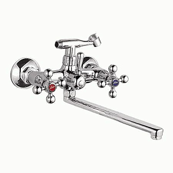 Смеситель Ledeme Н19 настенный, для ванны и душа, двухзахватный, с душевой лейкой, хром L2319