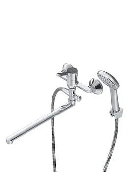 Смеситель AM.PM S для ванны/душа, настенный, длинный излив, с душевым набором, хром F85B90100