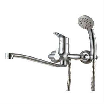 Смеситель для ванны/душа Lemark LM6553C однозахватный, излив 300мм, душевой комплект, хром