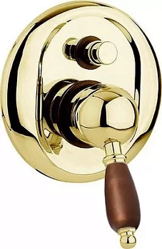 Смеситель CEZARES -VDIM-03/24-Nc для ванны, встраиваемый с переключателем, золото/ручка орех
