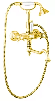 Смеситель CEZARES -VDF-03/24 для ванны, двухзахватный, ручной душ, золото 24 карат