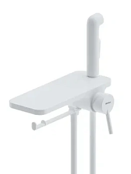 Смеситель DAMIXA встраиваемый, однозахватный с гигиеническим душем и полкой, белый 773500200