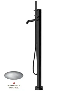 Смеситель GATTONI 9108/91NS для ванны/душа, напольный, с душевым гарнитуром, никель браш