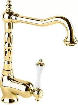 Смеситель CEZARES -LSM2-03/24-Bi для умывальника, донный клапан, золото/ручка белая