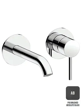 Смеситель для раковины Almar настенный, излив 160-185 с регулируемым углом аэратора, цвет черный брашированны E210054.AB