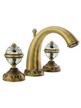 Смеситель для раковины Migliore на 3 отверстия, бронза/ручки Swarovski ML.CRS-3712.BR
