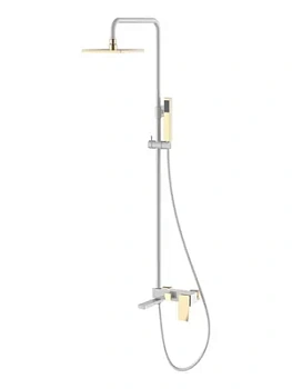 Душевой комплект Boheme 148-WG.2 настенный, однозахватный, верхний/ручной душ, белый+золото