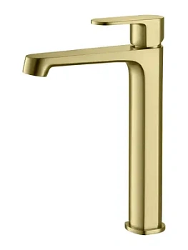 Смеситель для раковины Aquatek AQ1204BG однозахватный, излив 239мм, б/дон. клап., зол. шлиф