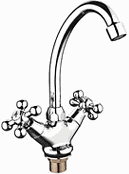 Смеситель Ledeme Н19 для кухни, поворотный излив, двухзахватный, хром L4819