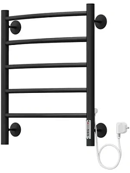 Полотенцесушитель TERMINUS П5 (ШВ:482x550) электрический, водяной ТЭН, Ral 9005 чёрный матовый