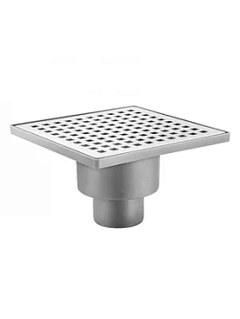 Трап душевой BERGES 150х150, хром глянец, вертикальный выпуск слив D50, 091004