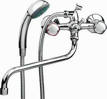Смеситель Ledeme Н09 настенный, для ванны и душа, двухзахватный, с душевой лейкой, хром L2209
