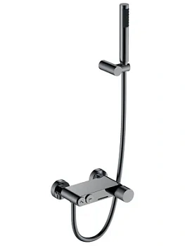 Смеситель Boheme 123-SGM.2 для ванны/душа, настенный, с изливом, с ручным душем, графит гл