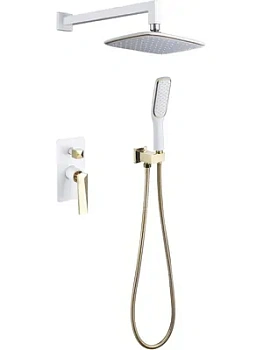 Душевая система Boheme 384-W встраиваемая, однозахватная, верхн/ручной душ, белый+золото
