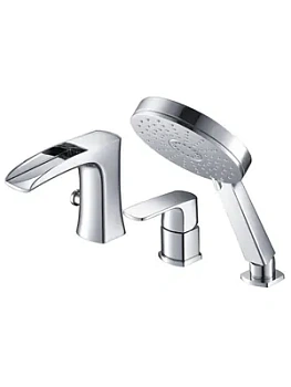 Смеситель Zeegres 72018001 на борт ванны, 3 отверстия, с ручным душем