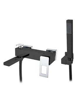 Смеситель Boheme 143-BCR для ванны/душа, настенный, однозахв, с ручным душем, черный+хром