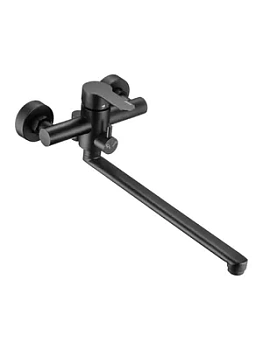 Смеситель для ванны/душа Swedbe L11309B излив 322мм Z формы, встроенный дивертер, черный