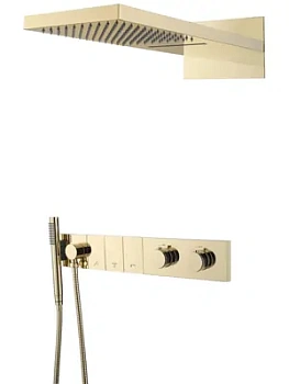 Душевая система Boheme 133-G встраиваемая, термостат, верх./ручной душ, золото