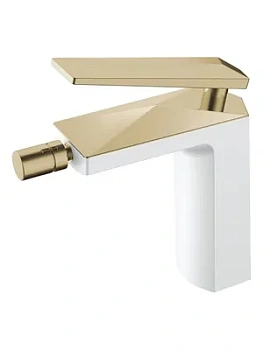 Смеситель Boheme 386-W для биде, на 1 отверстие, однозахватный, белый+золото