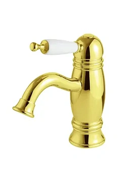 Смеситель для раковины Migliore однозахватный, ручка белая, золото 19173 (ML.OXF-6319.BI.DO)
