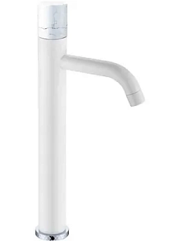 Смеситель Boheme 122-W-MR-WHITE для раковины, на 1 отв,однозахв, ручка мрамор, белый