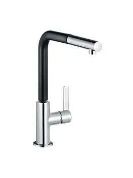 Смеситель KLUDI для кухни, поворотный, выдвижной излив, аэратор (хром/черн.мат) 408518775