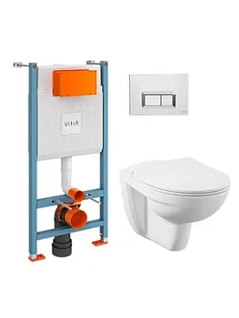 Комплект: Инсталляция Vitra с клавишей хром + Унитаз + сиденье с микролифтом 9773B003-7200