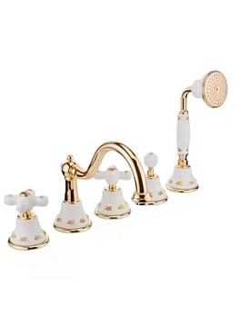 Смеситель на борт ванны Migliore на 5 отверстий, белый/золото ML.PRO-8880.DO
