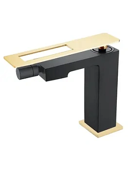 Смеситель Boheme 146-BG для биде, на 1 отверстие, однозахватный, чёрный+золото