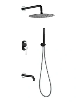 Душевая система Boheme 464-2-BCR встраиваемая,верхний/ручной душ, с изливом, черный+хром