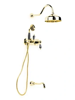 Душевая система Boheme Nero 268-BSW встраив, верхний душ 208мм,лейка 77мм,излив, золото