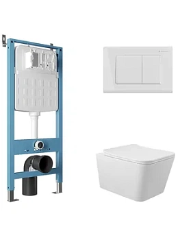 Инсталляция Aqueduto TECNICA NOVO + унитаз с сиденьем + клавиша смыва QUADRADO AQDS096