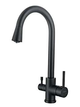 Смеситель для кухни Aquatek AQ1085MB однозахватный, поворотный излив 269мм, черный матовый