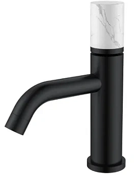 Смеситель Boheme 121-B-MR-W для раковины,на 1 отверстие,однозахв,ручка diamond,черный+мрамор